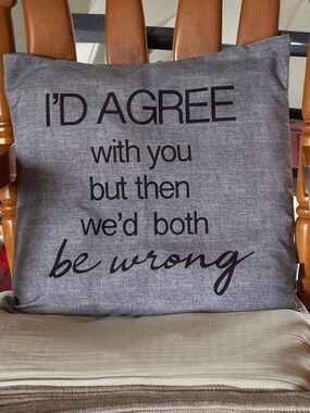 👛 (ANY 2/$20) BOUCLAIR Funny Statement Square Grey Cushion Cover